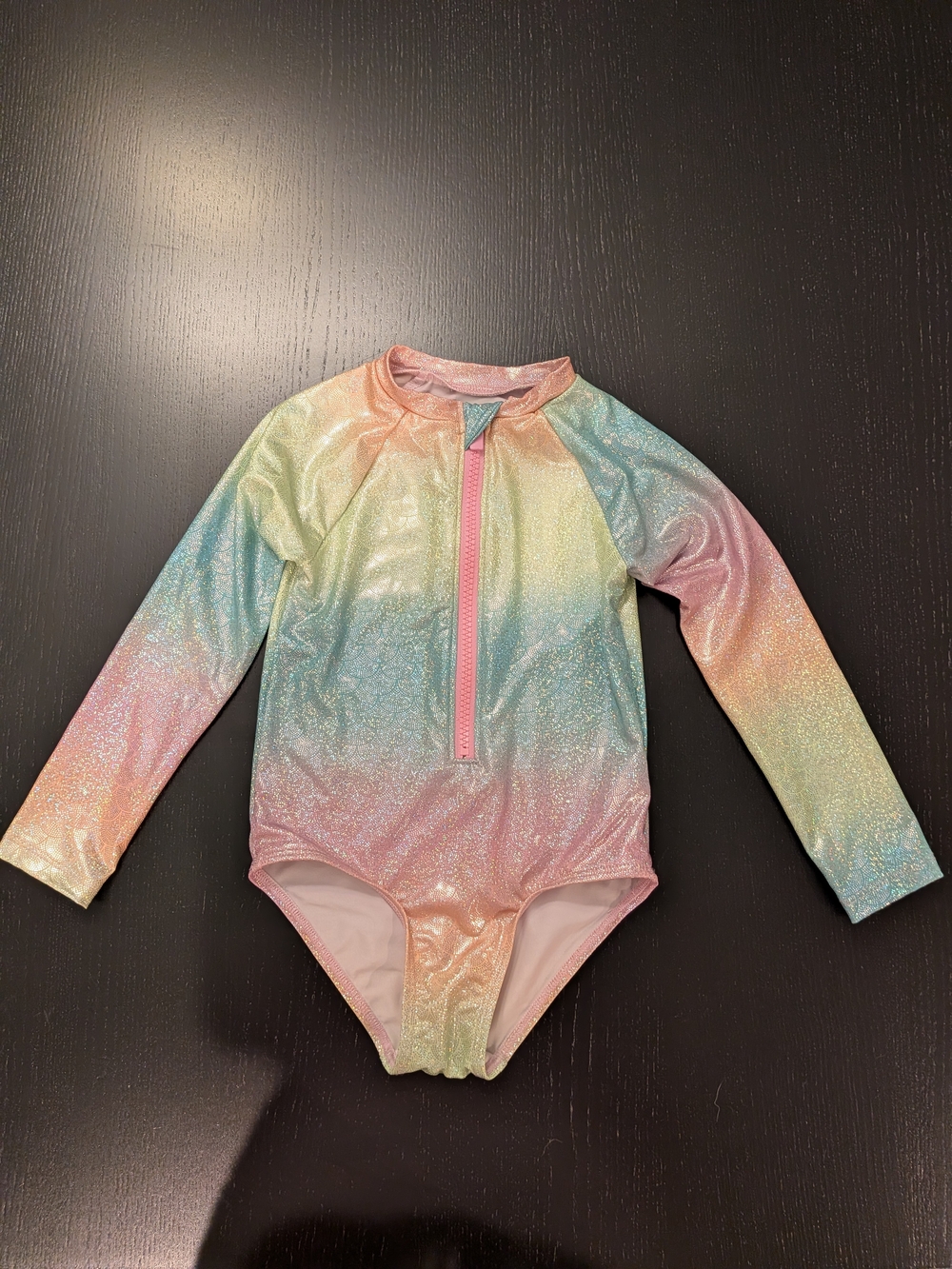 Old Navy Girls' Pastel Rainbow Glitter Long-Sleeve One-Piece Swimsuit